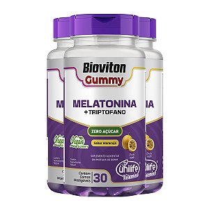Kit 3 Gummy Melatonina Unilife 30 Gomas Maracujá
