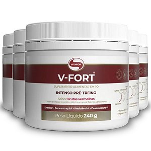 Kit 5 V-Fort - Intenso Pré treino Vitafor 240g Frutas Vermelhas