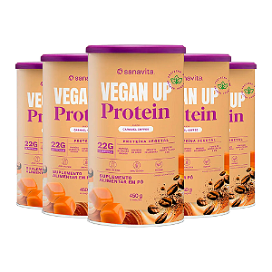 Kit 5 Vegan Up Treinamento Sanavita Caramel Coffe 450g