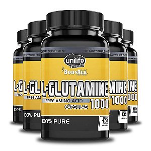 Kit 5 L-Glutamina 100% pura 120 cápsulas Unilife