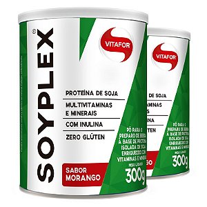 Kit 2 Soy Plex Proteína de Soja Vitafor 300g Morango
