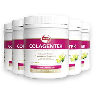 Kit 5 Colágeno hidrolisado Colagentek Vitafor limão 300g