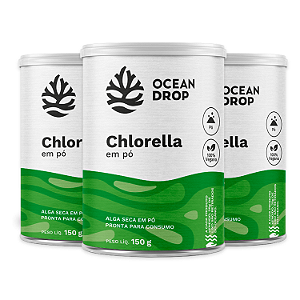 Kit 3 Chlorella Ocean Drop 150g Vegano