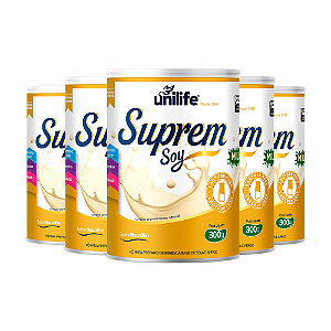Kit 5 Suprem Soy Unilife Bebida de Soja Sabor Baunilha 300g