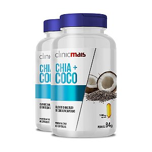 Kit 2 Óleo de chia + Óleo de Coco 1000mg Clinic Mais 60 cápsulas