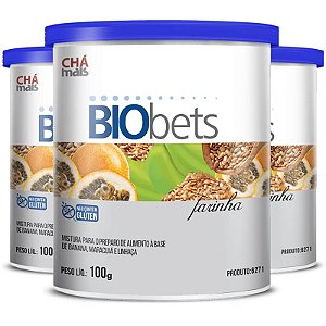 Kit 3 Farinha Biobets Fibras Alimentares Chá Mais 100g