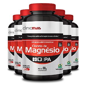 Kit 5 Cloreto de Magnésio 500mg Clinic Mais 120 cápsulas