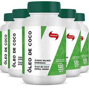 Kit 5 Óleo de coco 1g soft gel Vitafor 120 cápsulas