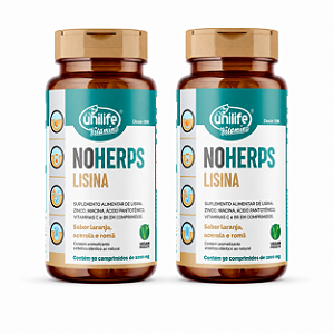 Kit 2 NoHerps Lisina Unilife 90 Comprimidos Laranja e Acerola