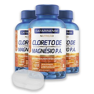 Kit 3 Cloreto de Magnésio Catarinense 100 Comprimidos + Porta Cápsulas