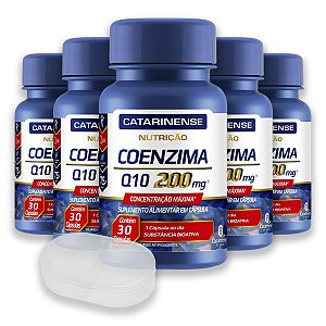 Kit 5 Coenzima Q10 200mg Catarinense 30 Cápsulas + Porta Cápsulas