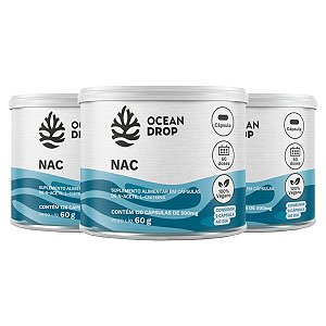 Kit 3 NAC Acetilcisteína Ocean Drop Vegano 120 Cápsulas