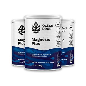 Kit 3 Magnésio Plus 4 magnésios Ocean Drop Vegano 180 Cápsulas