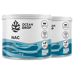 Kit 2 NAC Acetilcisteína Ocean Drop Vegano 120 Cápsulas