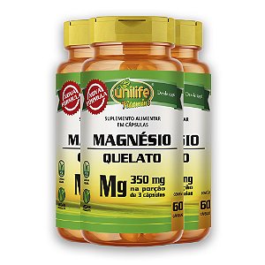 Kit 3 Magnésio Quelato Unilife 350mg 60 Cápsulas