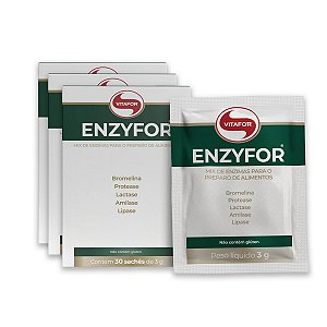 Kit 3 Enzyfor Enzimas Digestivas Vitafor 3g 30 Sachês