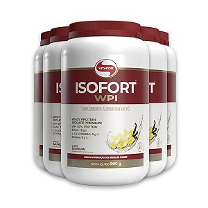 Kit 5 Whey Protein Isofort Vitafor 900g Baunilha