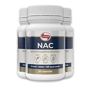 Kit 3 NAC N-Acetil L-Cisteína Vitafor 600mg 30 Cápsulas