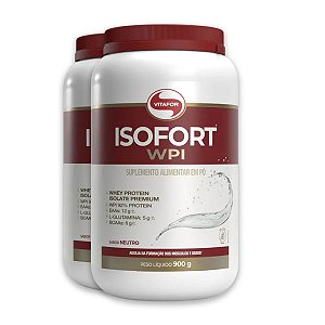 Kit 2 Isofort Whey Protein Vitafor 900g Neutro