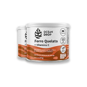 Kit 2 Ferro Quelato e Vit. C Ocean Drop 60 Cápsulas
