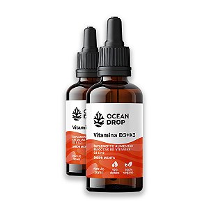 Kit 2 Vitamina D3 K2 30ml Ocean Drop Sabor Menta