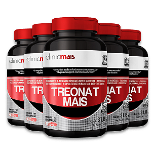 Kit 5 Treonat Vegano 530mg ClinicMais 60 Cápsulas