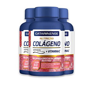 Kit 3 Colágeno Verisol e Vit. C Catarinense 60 Cápsulas