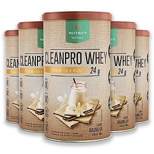 Kit 5 CleanPro Whey Baunilha Nutrify 450g