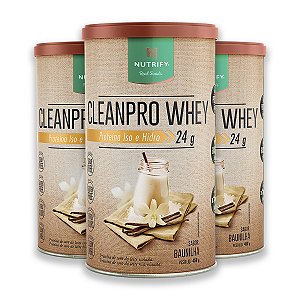 Kit 3 CleanPro Whey Baunilha Nutrify 450g