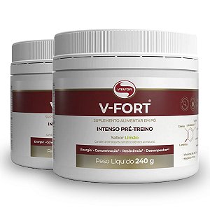 Kit 2 V-Fort - Intenso Pré treino Vitafor 240g Limão