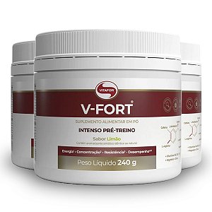 Kit 3 V-Fort - Intenso Pré treino Vitafor 240g Limão