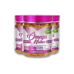 Kit 3 Ômega mulher 3 6 9 Unilife 60 Cápsulas