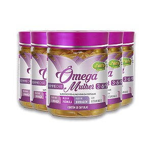 Kit 5 Ômega mulher 3 6 9 Unilife 60 Cápsulas