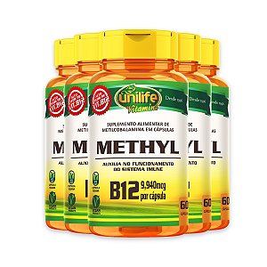 Kit 5 Vitamina B12 Methyl Unilife Vegano 60 cápsulas