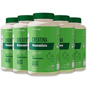 Kit 5 Creatina Gummies Clinicmais 60 Gomas Maça Verde