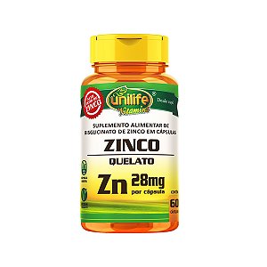 Zinco Quelato 28mg 60 cápsulas Unilife