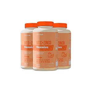 Kit 3 Vit.C + Zinco Gummies Clinicmais 30 Gomas Laranja