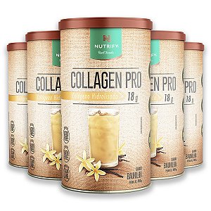 Kit 5 Collagen Colágeno Hidrolisado Nutrify Baunilha 450g