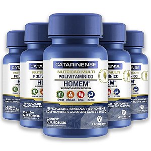 Kit 5 Multipolivitamínico Homem Catarinense 60 Cápsulas