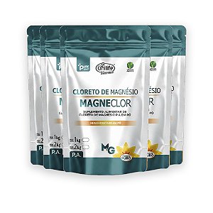 Kit 5 Cloreto de Magnésio P.A Magneclor Unilife 1kg