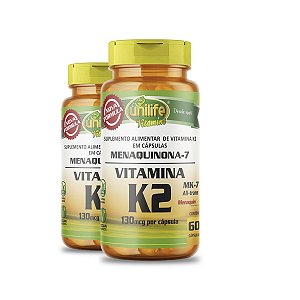Kit 2 Vitamina K2 Menaquinona mk7 60 cápsulas Unilife