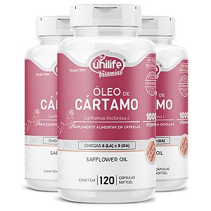 Kit 3 Óleo de Cartamo 1000mg com 120 cápsulas Unilife