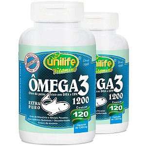 Kit 2 Ômega 3 óleo de peixe 1200mg 120 cápsulas Unilife