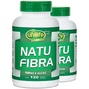 Kit 2 Natu Fibra Emagrecedor 600mg Unilife 120 cápsulas