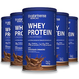 Kit 5 Whey Protein Concentrado Catarinense 450g Chocolate