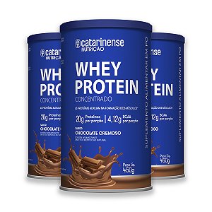 Kit 3 Whey Protein Concentrado Catarinense 450g Chocolate