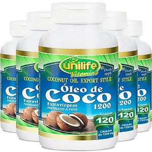 Kit 5 Óleo de Coco Extra Virgem 120 cápsulas Unilife