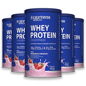 Kit 5 Whey Protein Concentrado Catarinense 450g Morango