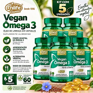 Kit 5 Ômega 3 Vegetal Unilife 60 Cápsulas