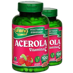 Kit 2 Acerola Vitamina C 120 cápsulas Unilife